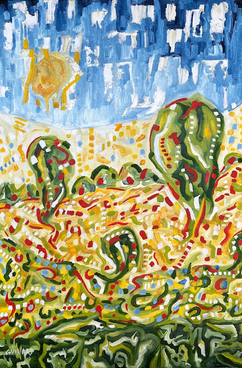 Landschaft mit drei Bäumen